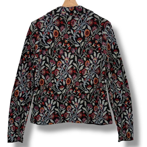 Peruvian Connection Kashmiri Floral Knit Blazer Jacket Women’s Size Large - Picture 5 of 8
